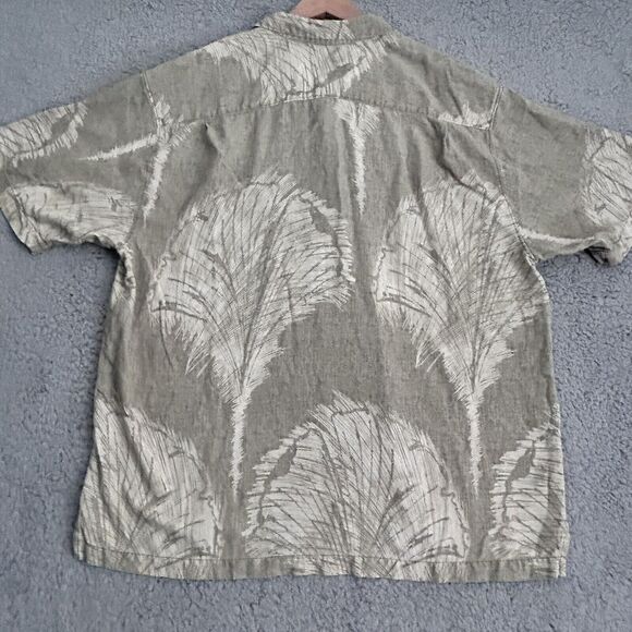 Tommy Bahama Mens XL Shirt Silk Green Ivory Print Button Down Short Sleeve - Picture 16 of 16
